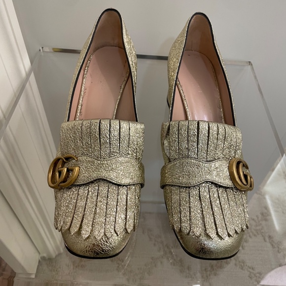 Gucci GG Marmont Loafer Platinum 8.5/ 38 1/2 - Picture 1 of 16